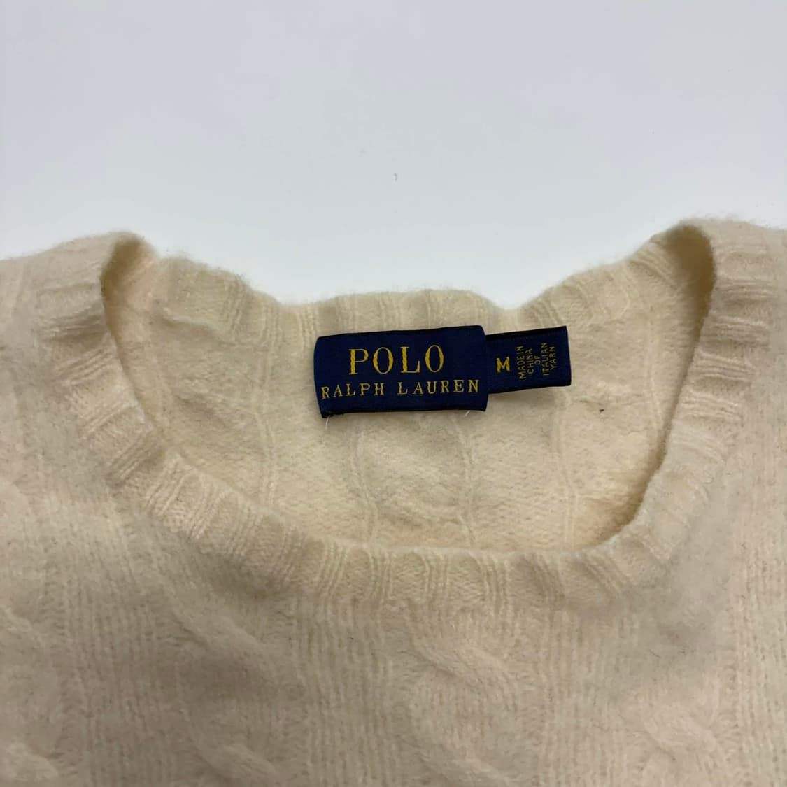 폴로 랄프로렌 아이보리 울 캐시미어 걸즈 케이블 크루넥 니트(M) 상품이미지4