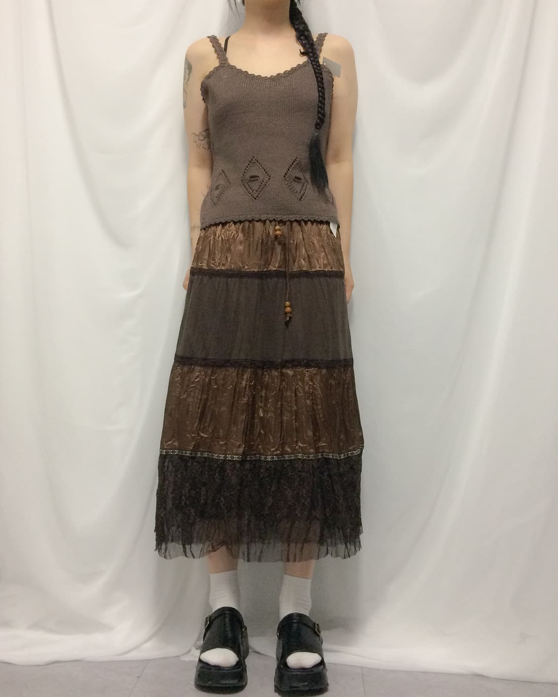 diamond pattern point crochet sleeveless 상품이미지1