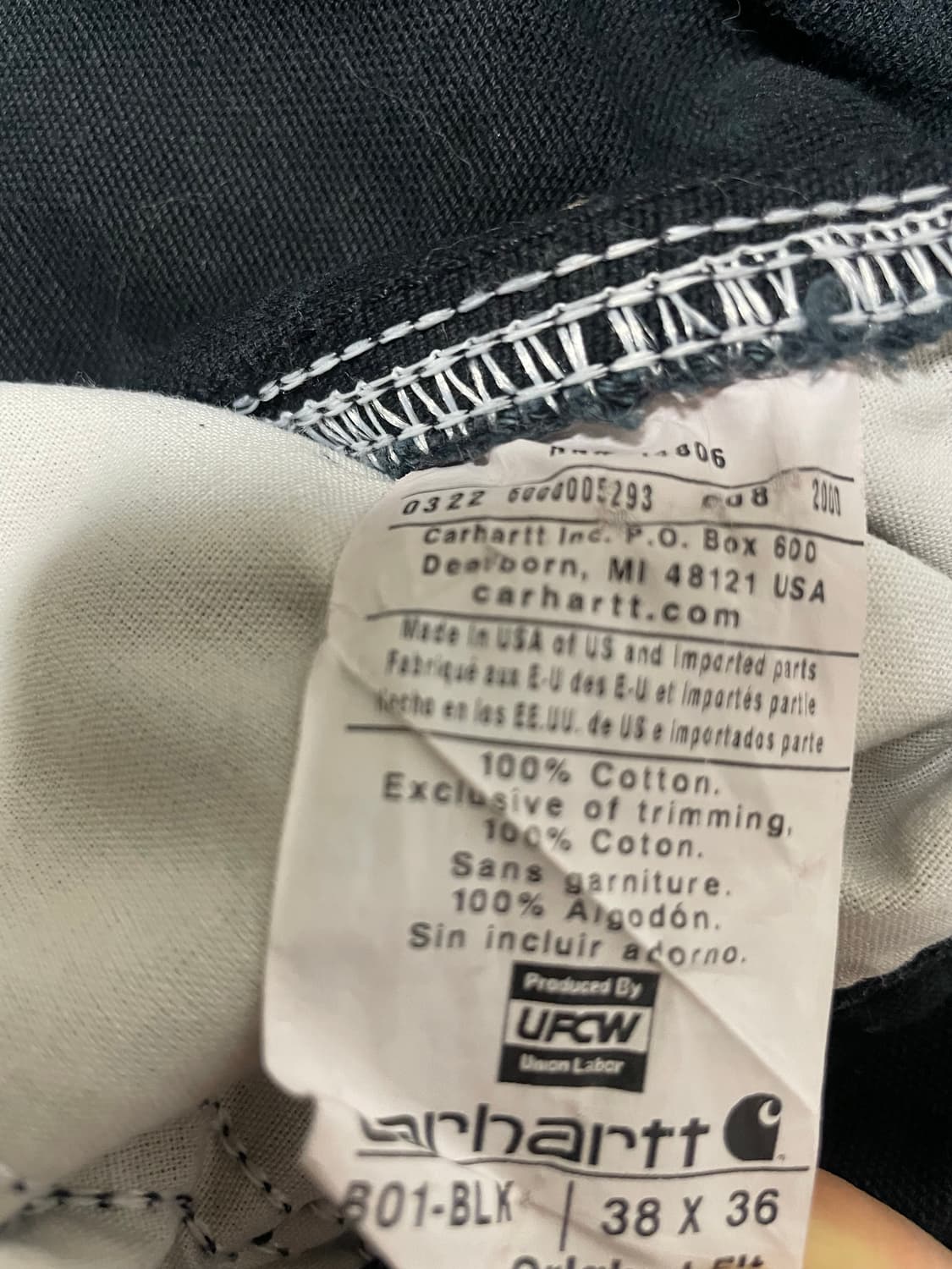 USA 빈티지 칼하트 더블니 38x36 블랙 디스트레스드 상품이미지4