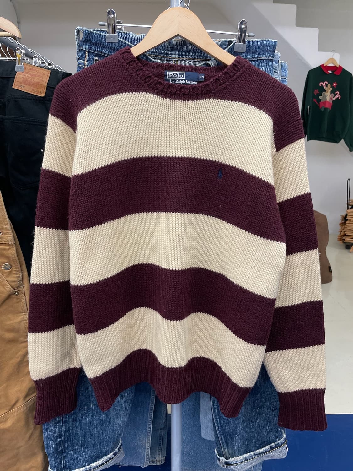 1990s PRL 폴로 랄프로렌 투톤 울 니트 상품이미지3