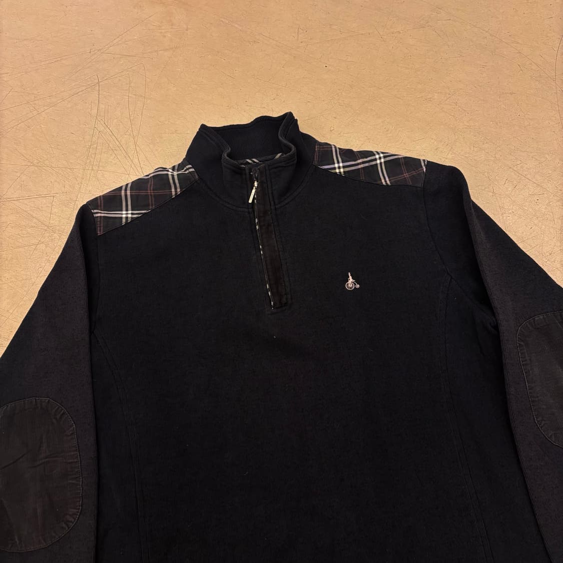 빈폴 체크 패치 쿼터집업 니트 상품이미지2