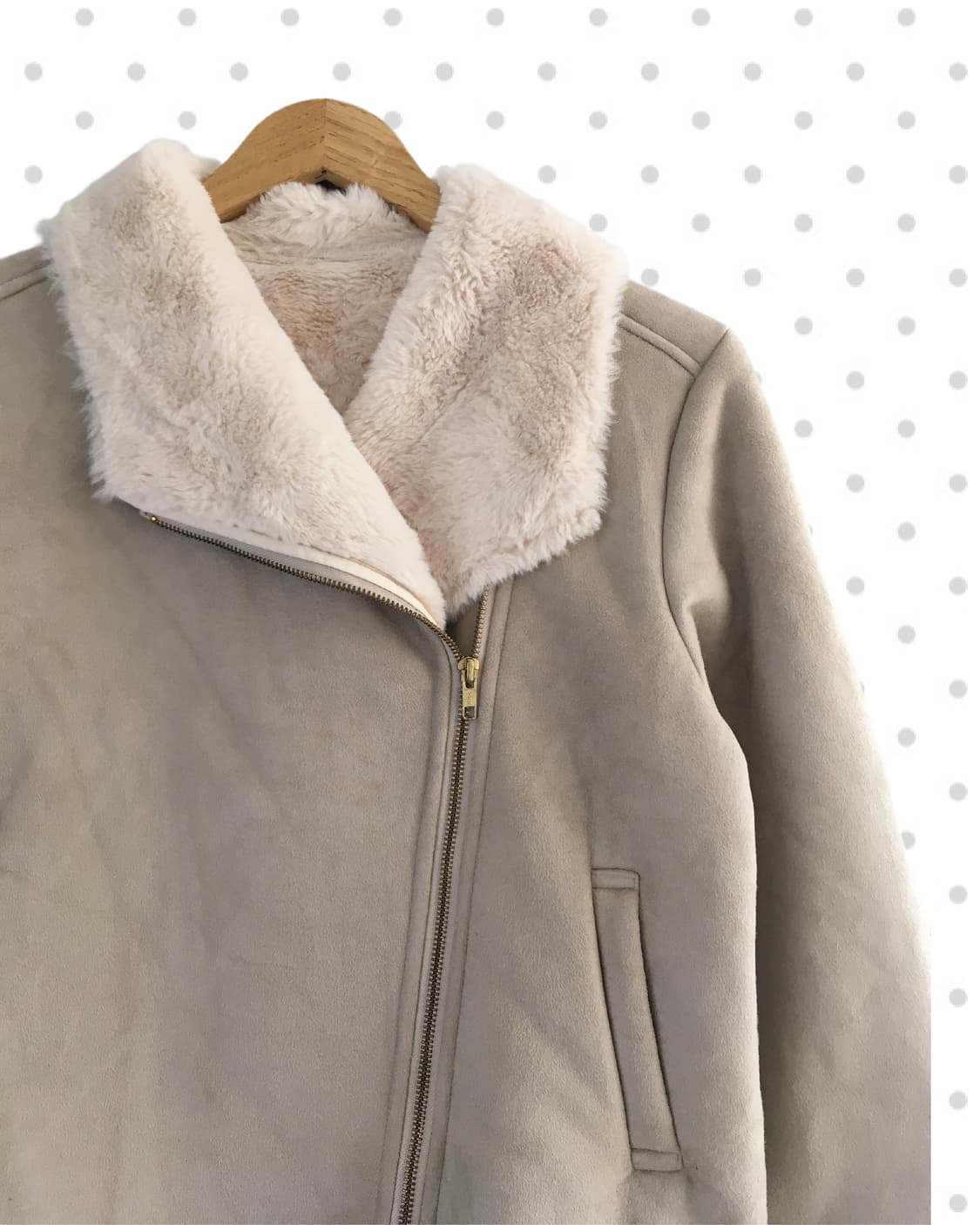 vintage fur trimmed rider jacket beige 상품이미지8