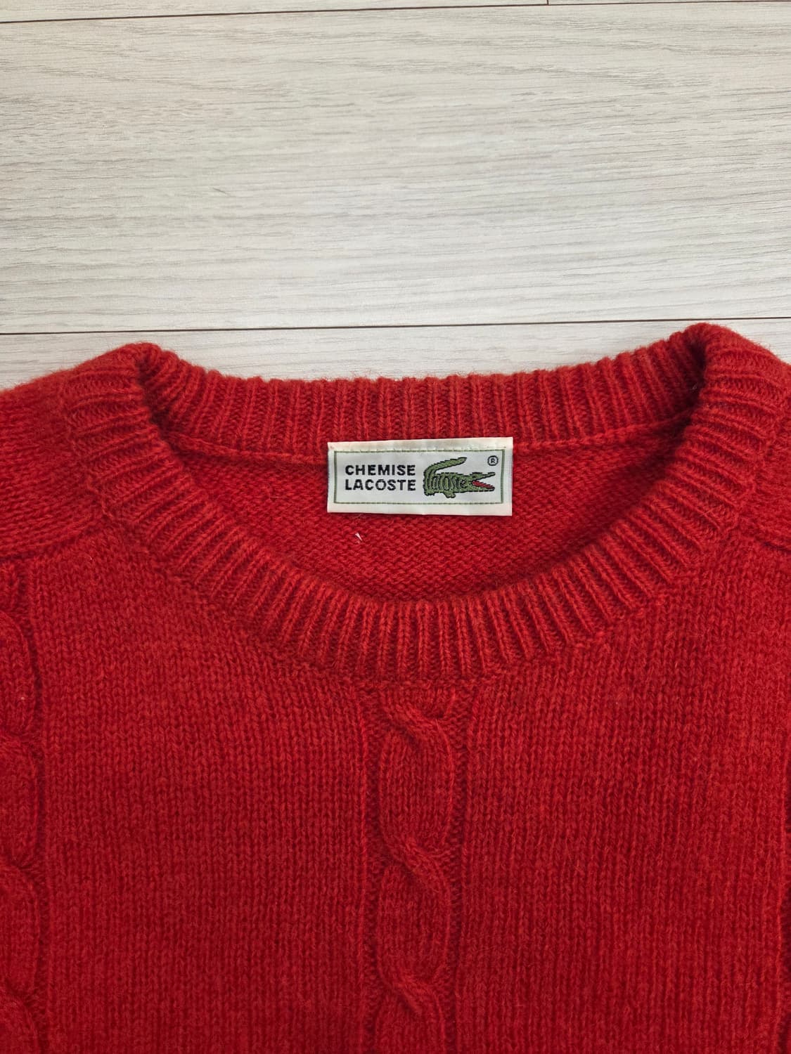 CHEMISE LACOSTE  라코스테 케이블 울 니트 풀오버 레드 상품이미지2