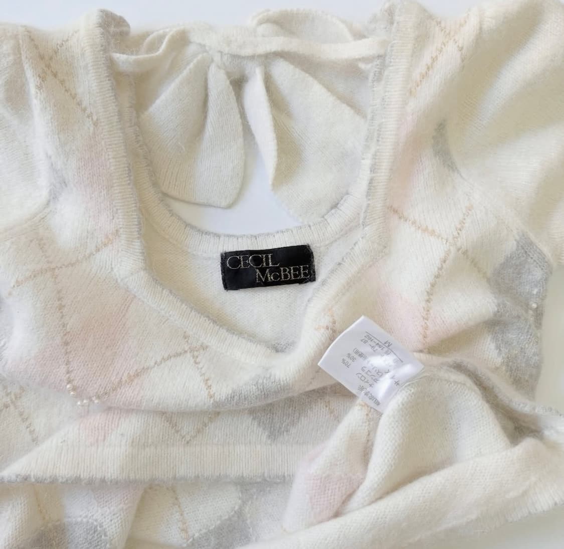 세실맥비  아가일 로걀탑 리본 진주 빈티지 희귀 상품이미지5