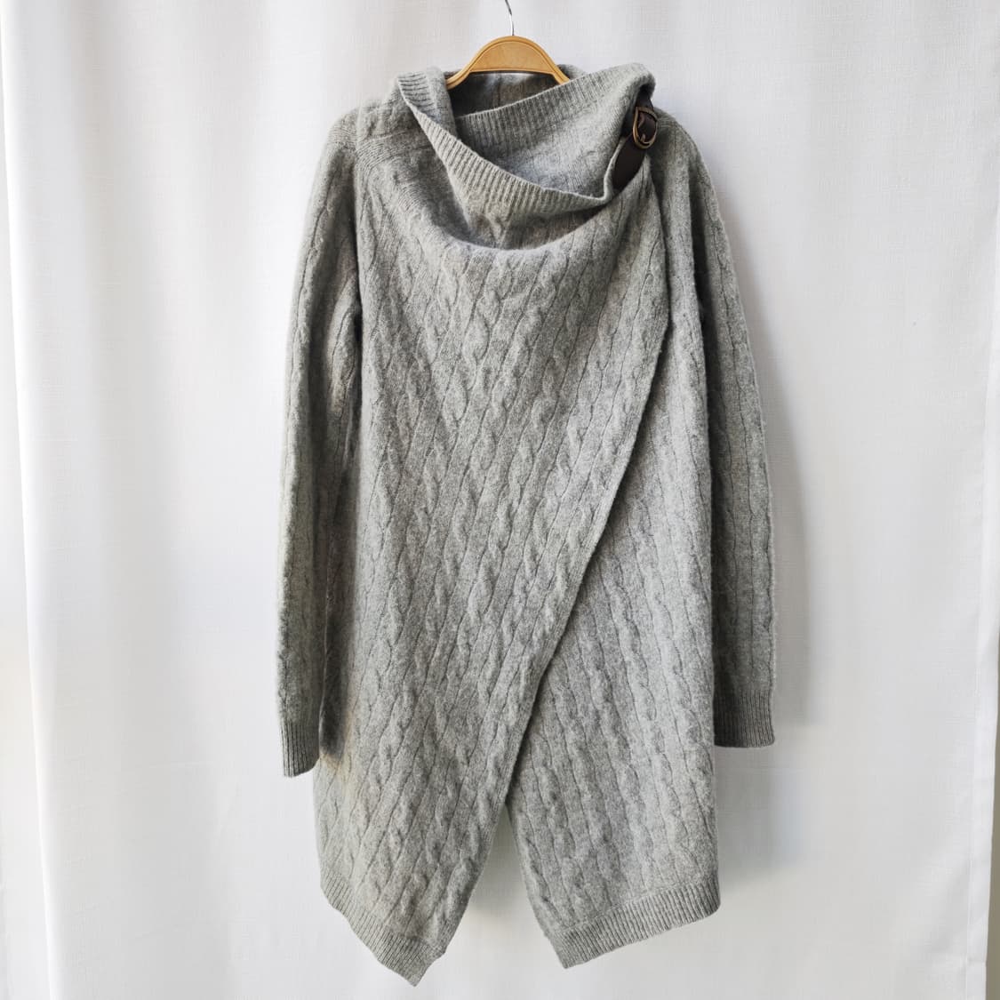 폴로 랄프로렌 울 캐시미어 소가죽스트랩 워머 니트 가디건 라이트그레이 M 상품이미지2