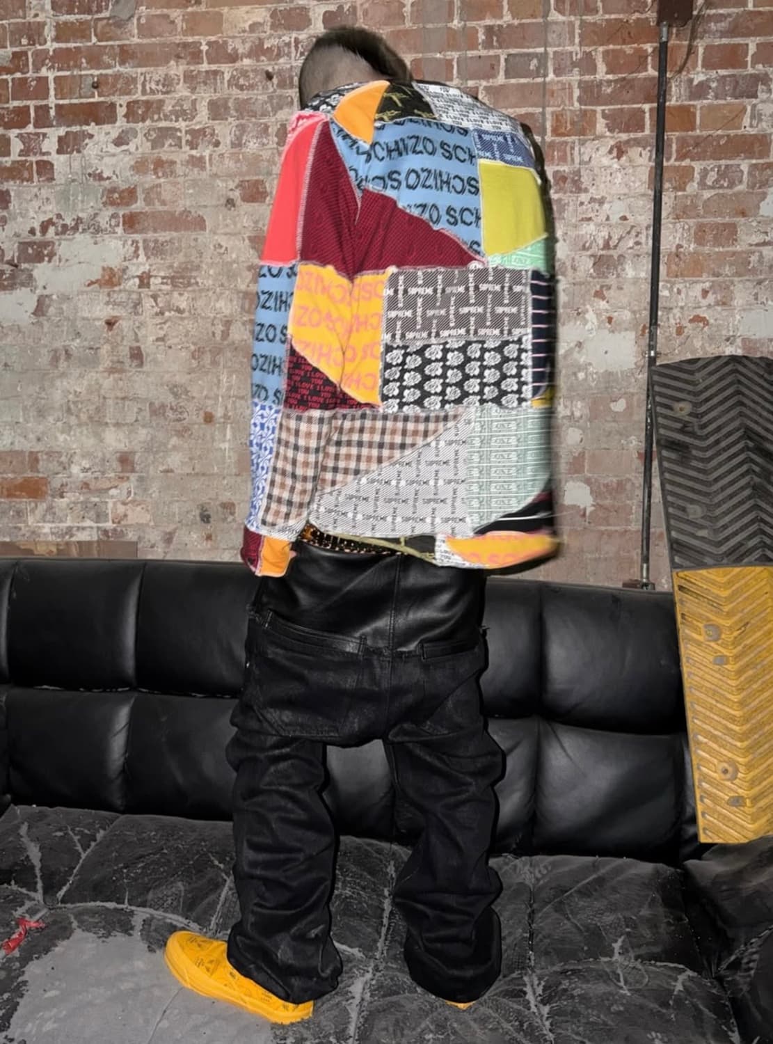 더블 레이어드 레더 & 데님 팬츠 상품이미지5