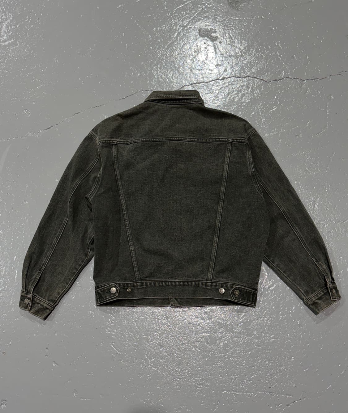 90s 게스(Guess) 블랙, 그린 워싱 트러커 자켓 상품이미지8