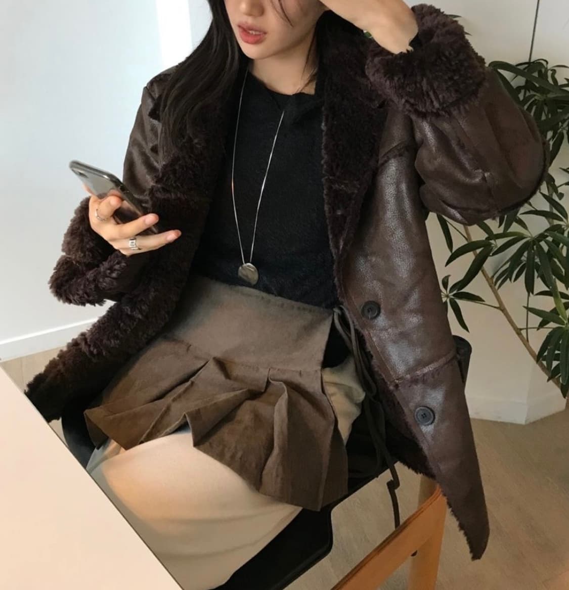 무스탕 하프 코트 상품이미지6