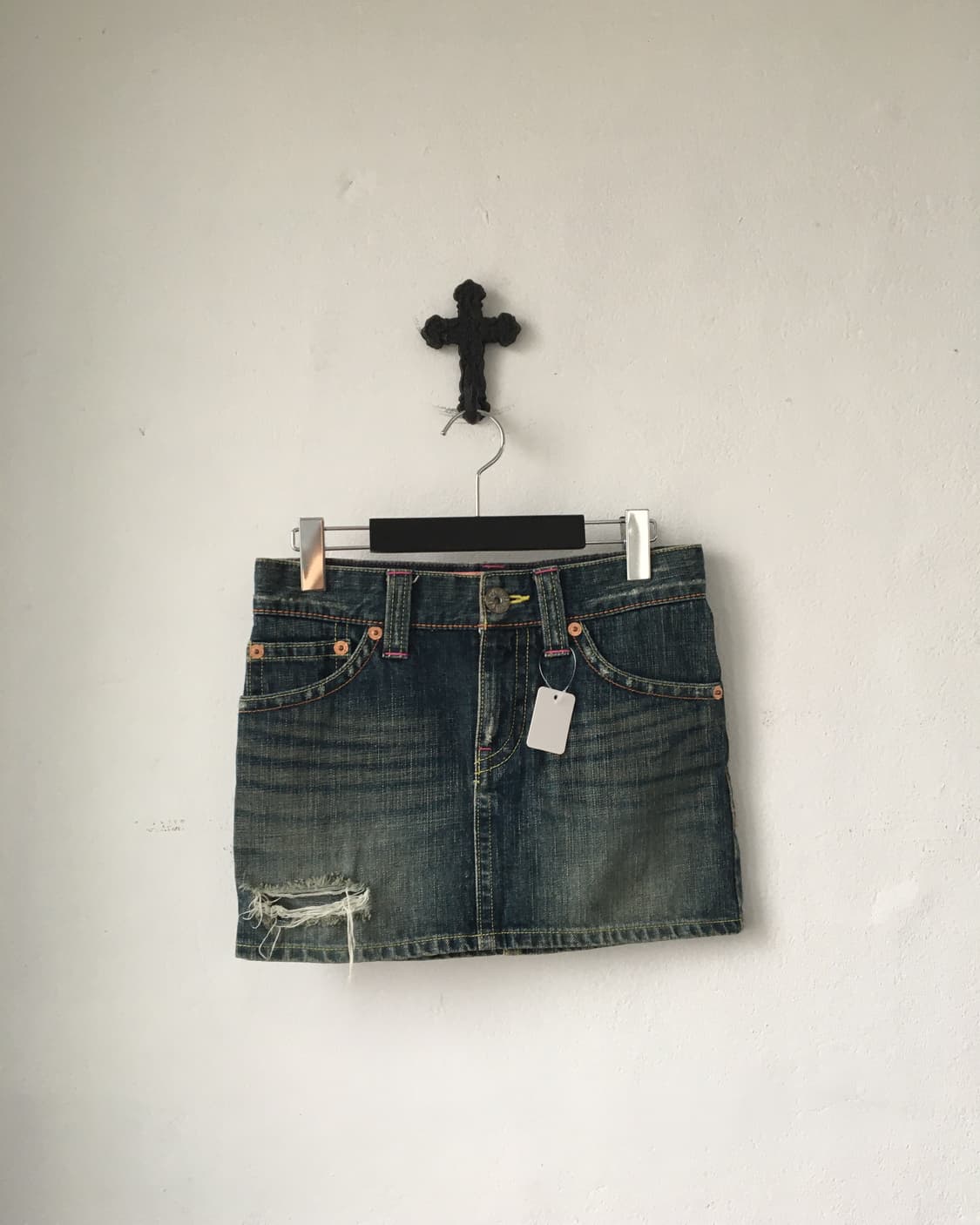 Damage point denim mini skirt 상품이미지1