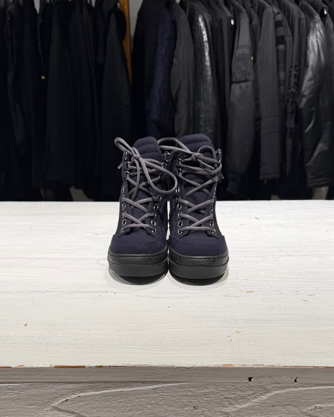 질샌더 네이비 펠트 레이스업 숏 부츠 상품이미지3