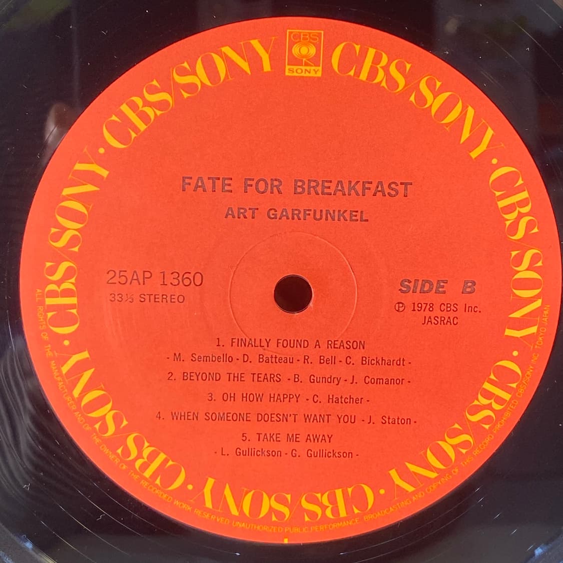 (중고LP-팝록) Art Garfunkel -Fate 상품이미지5