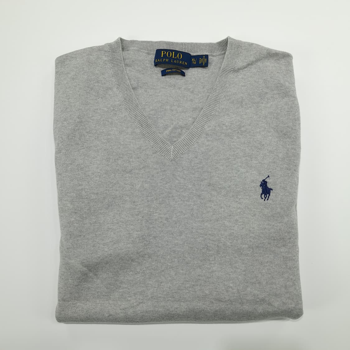 CN810 XL 폴로 랄프로렌 그레이 V넥 피마코튼 긴팔 니트 스웨터 상품이미지8