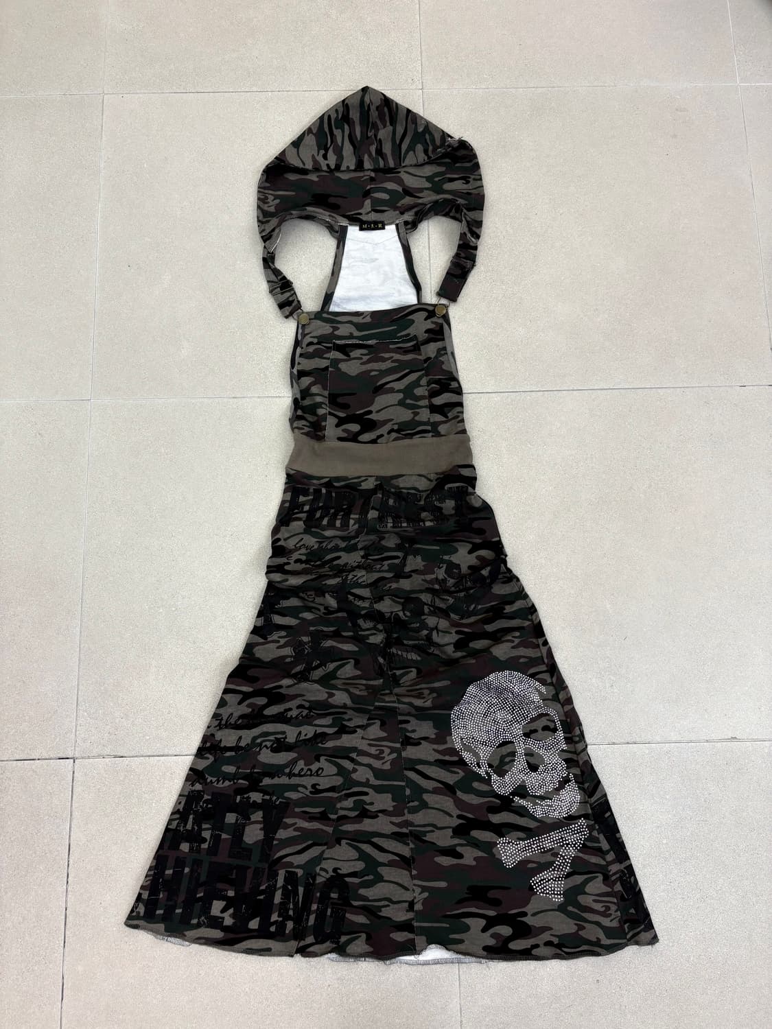 MKR 카모 큐빅 레터링 맥시 원피스 상품이미지1