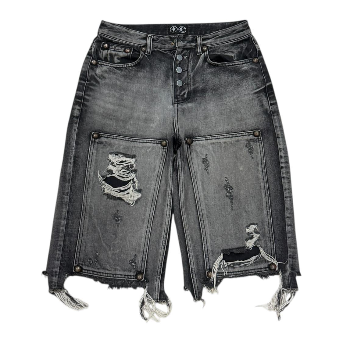 떠그클럽 더블니 데님 쇼츠 팬츠 바지 블랙 1 상품이미지1