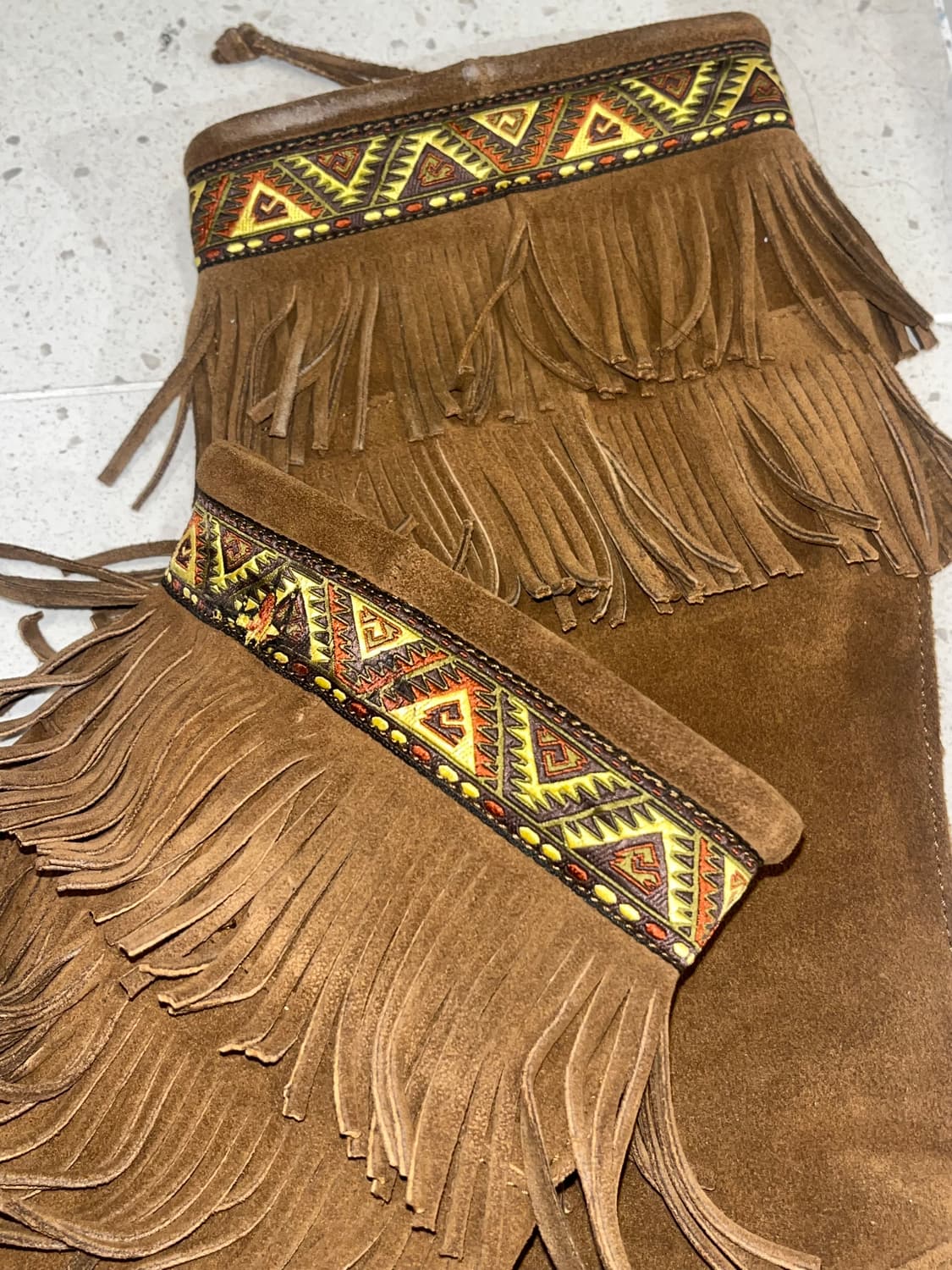 미네통카 프린지 웨스턴 자수 롱 부츠 상품이미지1