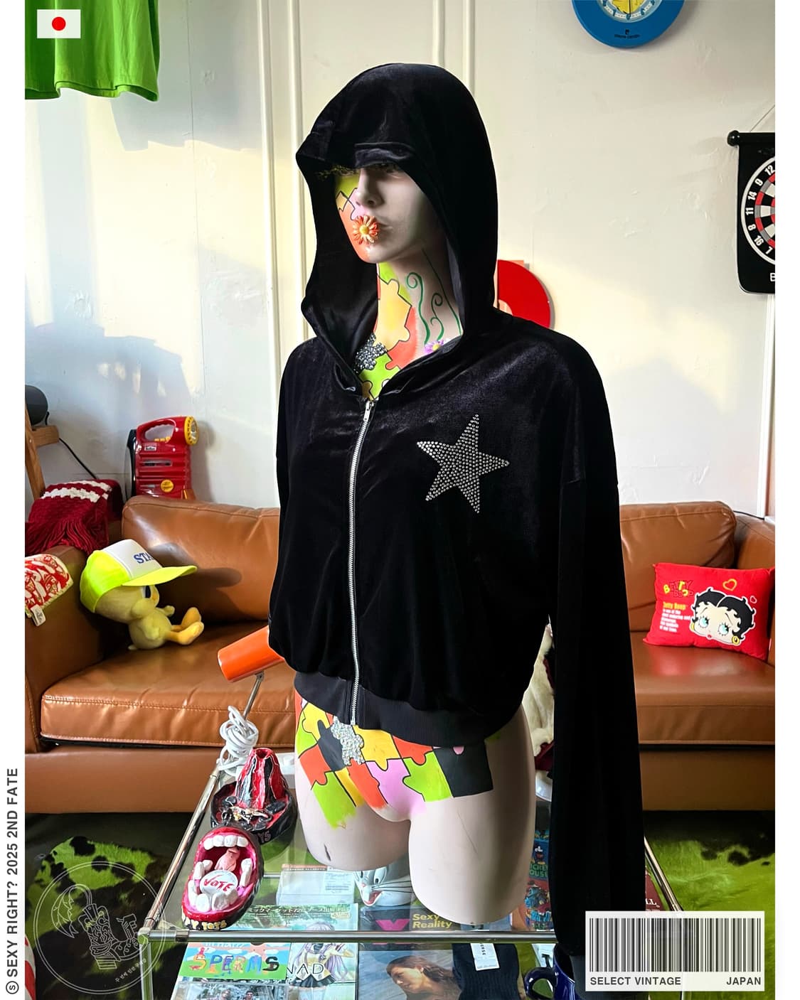 Jpn Vintage Star Cubic Velour Hood Zipup 상품이미지1