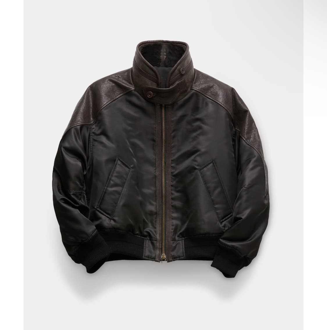 [새상품] M 쿠어 하이넥 시어링 믹스드 MA-1 점퍼 다크브라운 상품이미지1