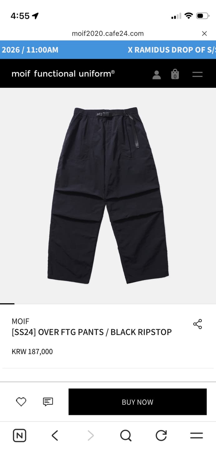 모이프 [SS24]OVER FTG PANTS / BLACK 3사이즈 상품이미지1