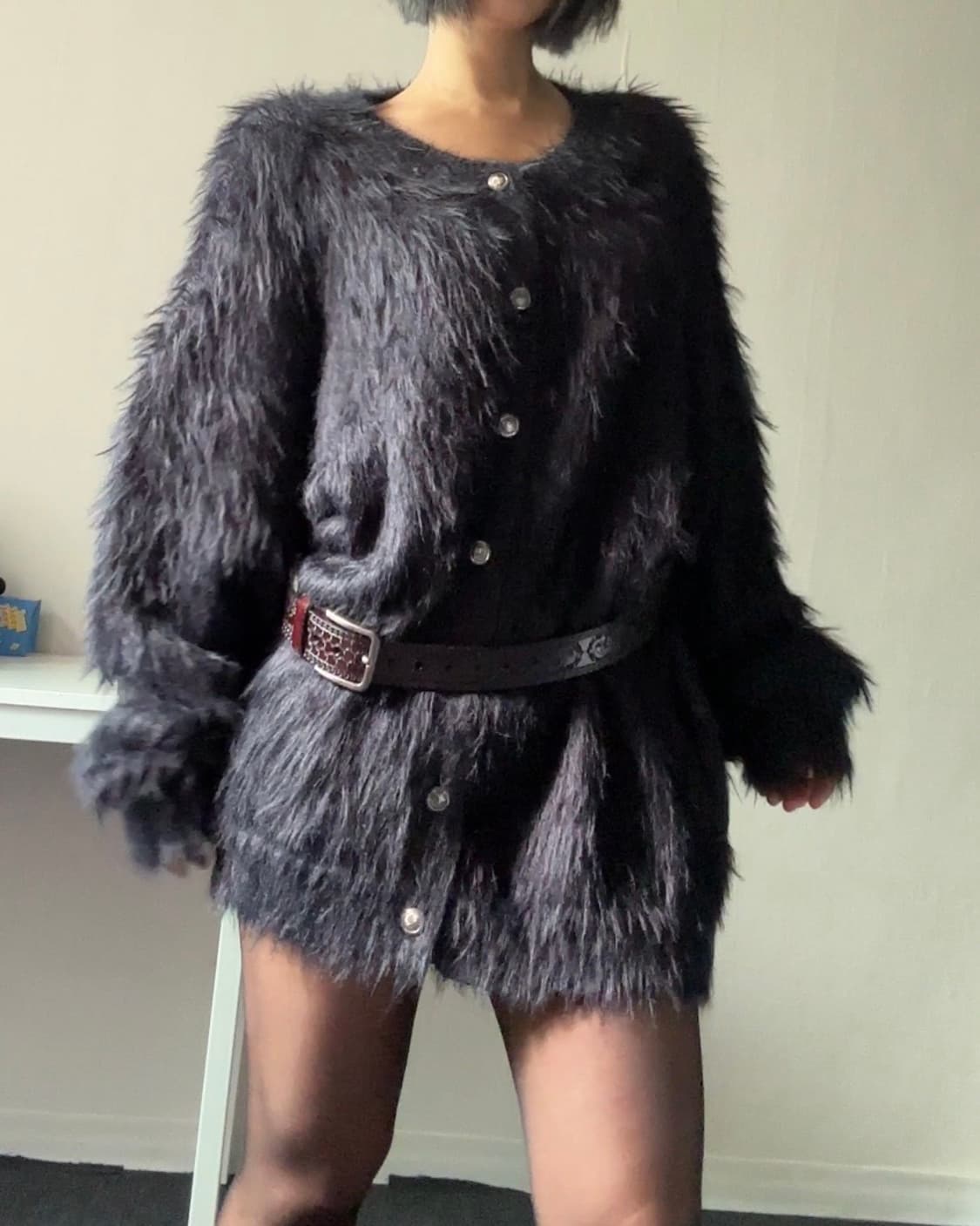 블랙 퍼 가디건 상품이미지4