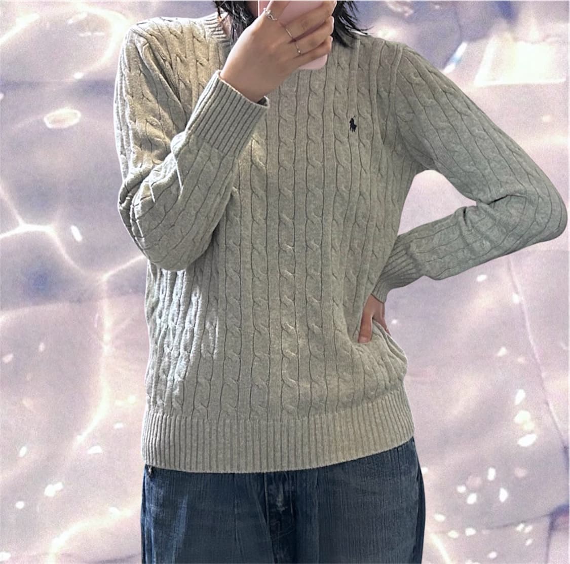폴로 랄프로렌 신형 라운드넥 꽈배기 니트 그레이 XL 상품이미지3
