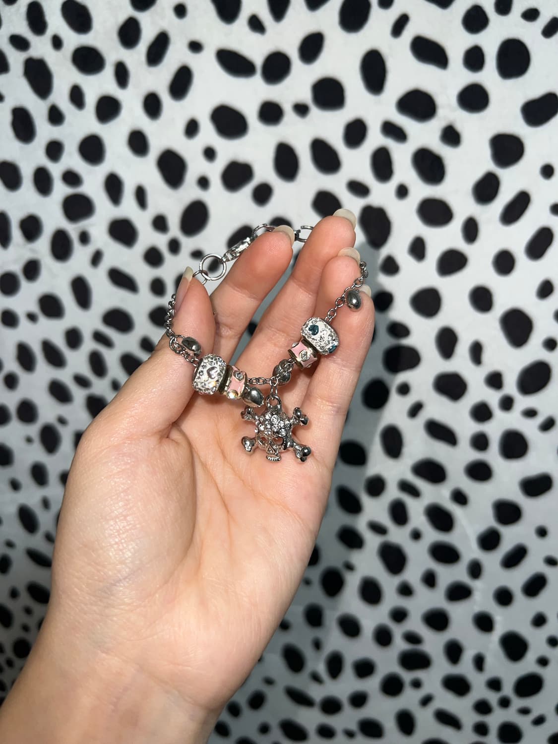 갸루 펑크 y2k 빈티지 체인 볼드 큐빅 챰 팔찌 상품이미지1