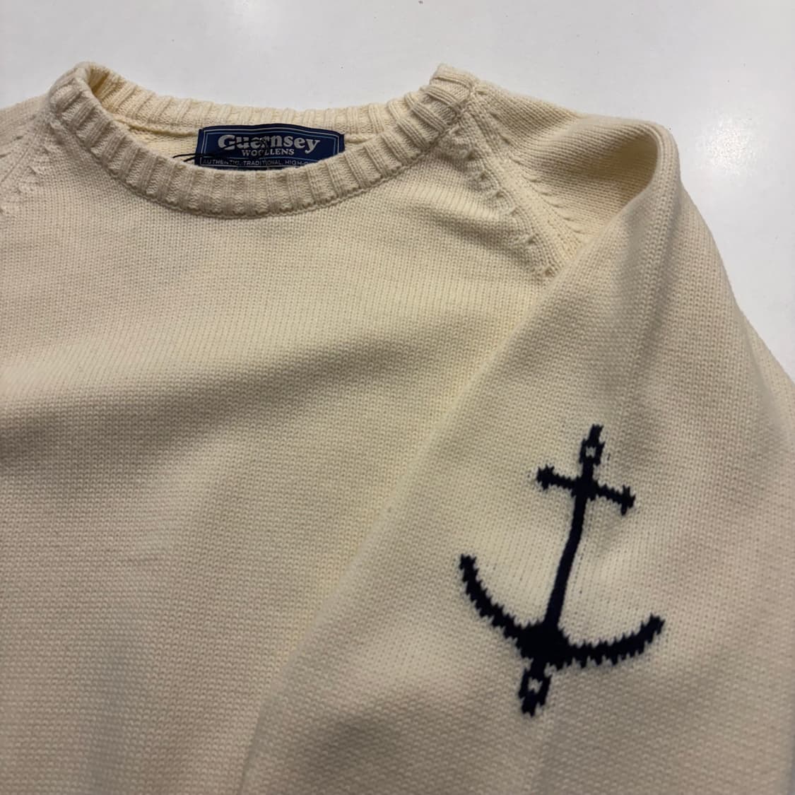 [L] 건지울른스 Guernsey 피셔맨 아이보리 니트 스웨터 D644 상품이미지3