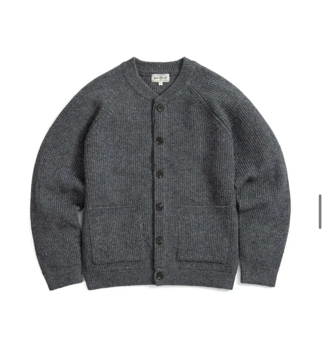 [M] 부기홀리데이 램스울 라운드넥 가디건 차콜 상품이미지1