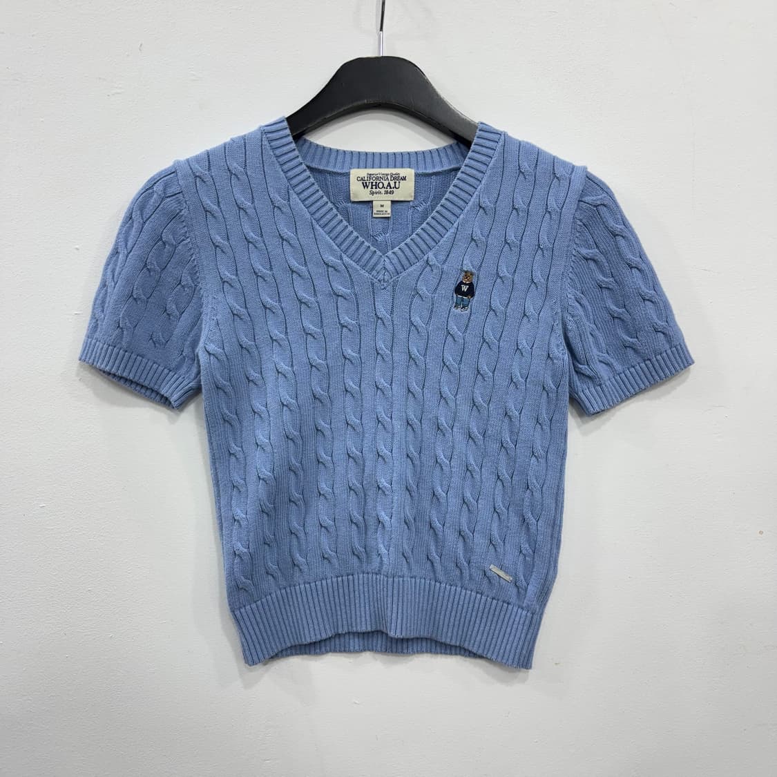 후아유 WHO.A.U 케이블 반팔 니트 반팔티 상품이미지1