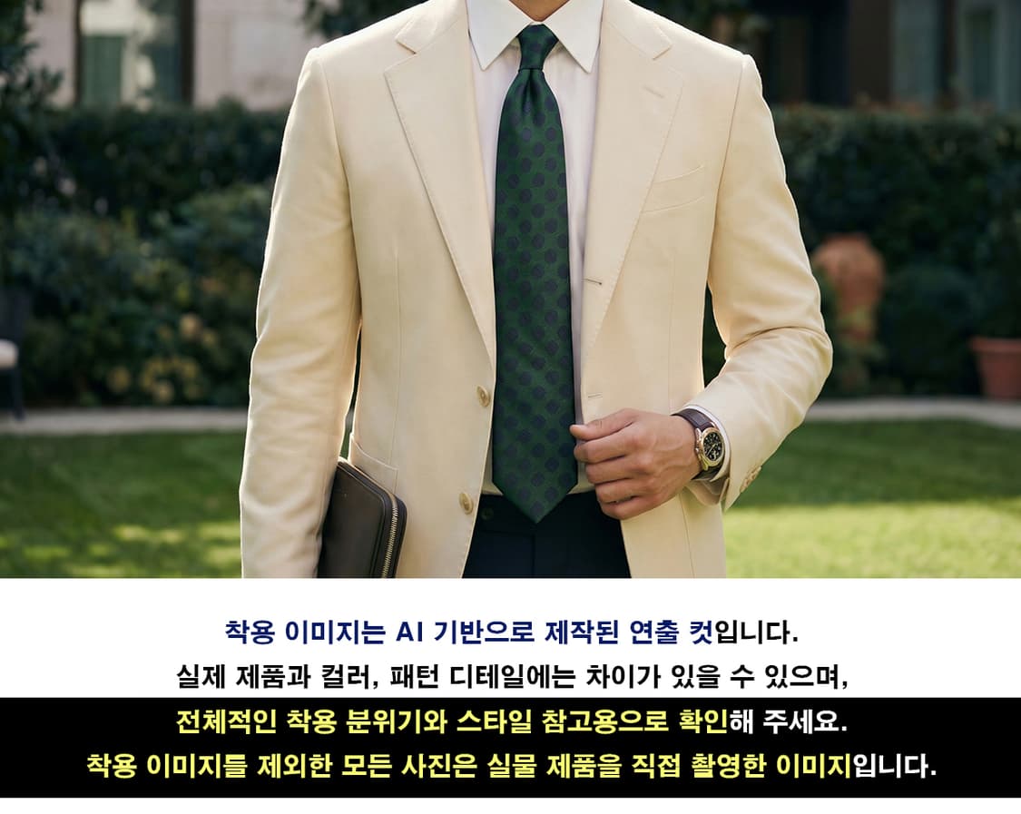 제냐 실크 그린&네이비 도트 넥타이 8.1cm A~B등급 A18433
 상품이미지2