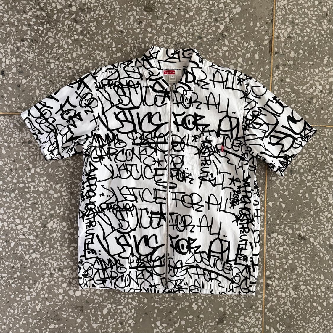 슈프림 x 꼼데가르송 셔츠 반팔 집업 셔츠 18fw 상품이미지2