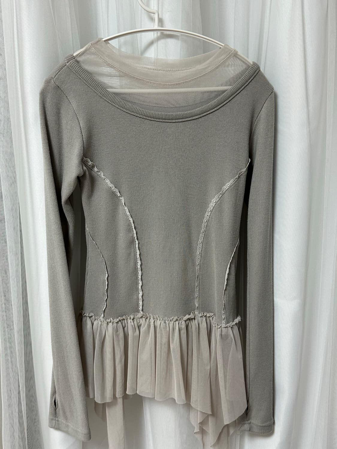 플레어업 Layered Lace Frill Long Sleeve 그레이 상품이미지2