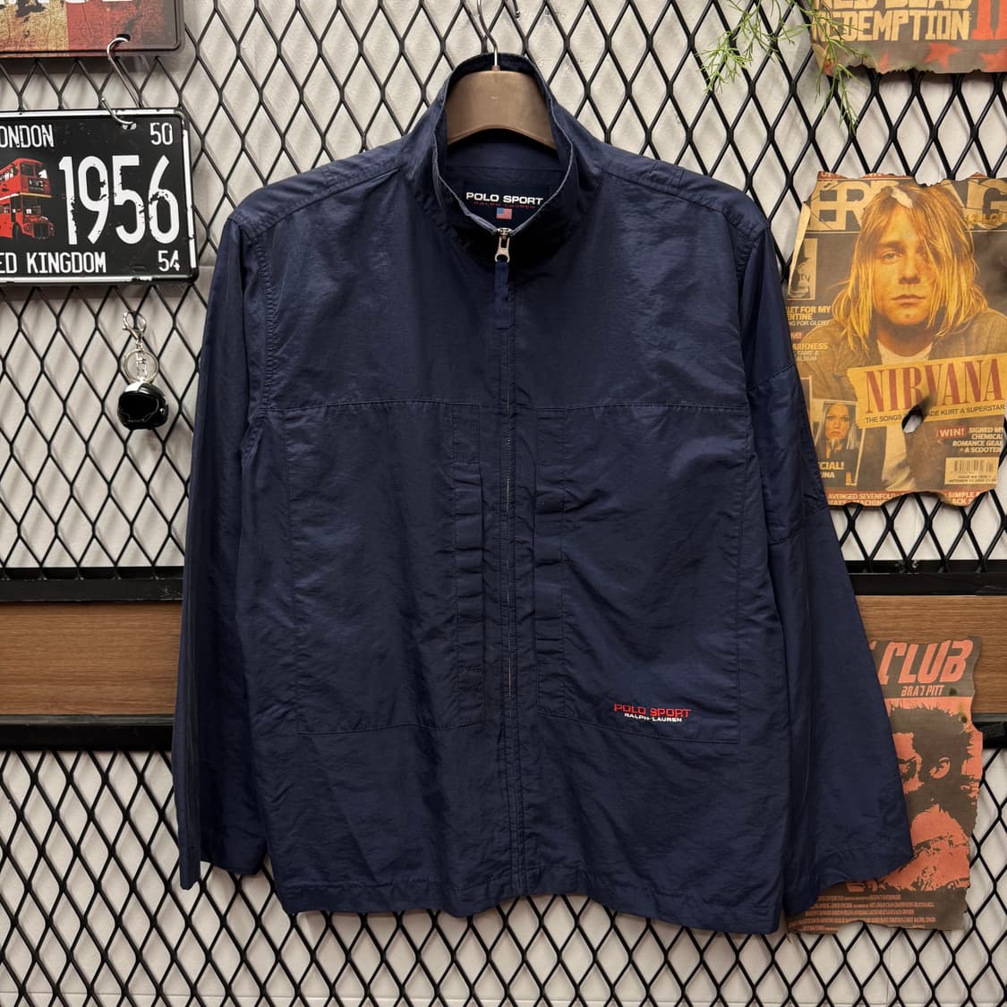 90s 폴로 랄프로렌 스포츠 바람막이 전면 로고 포인트 네이비 상품이미지1
