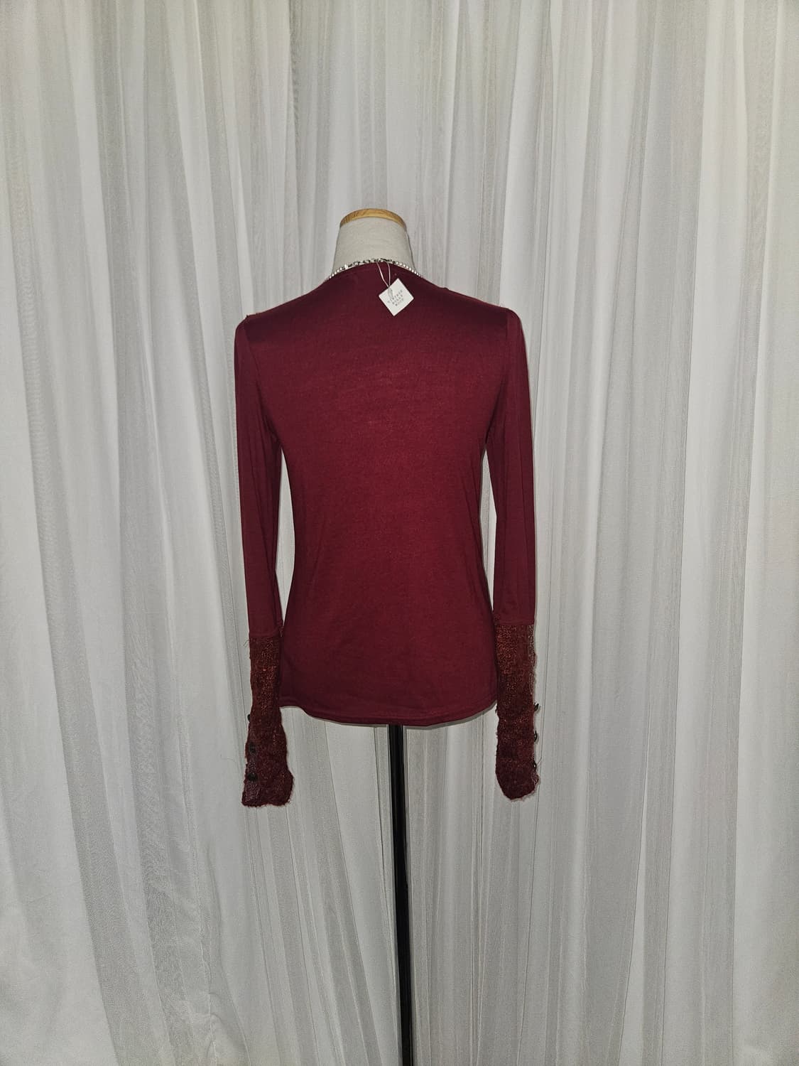 엑시즈팜 로즈 버건디 레이스 블라우스 상품이미지3