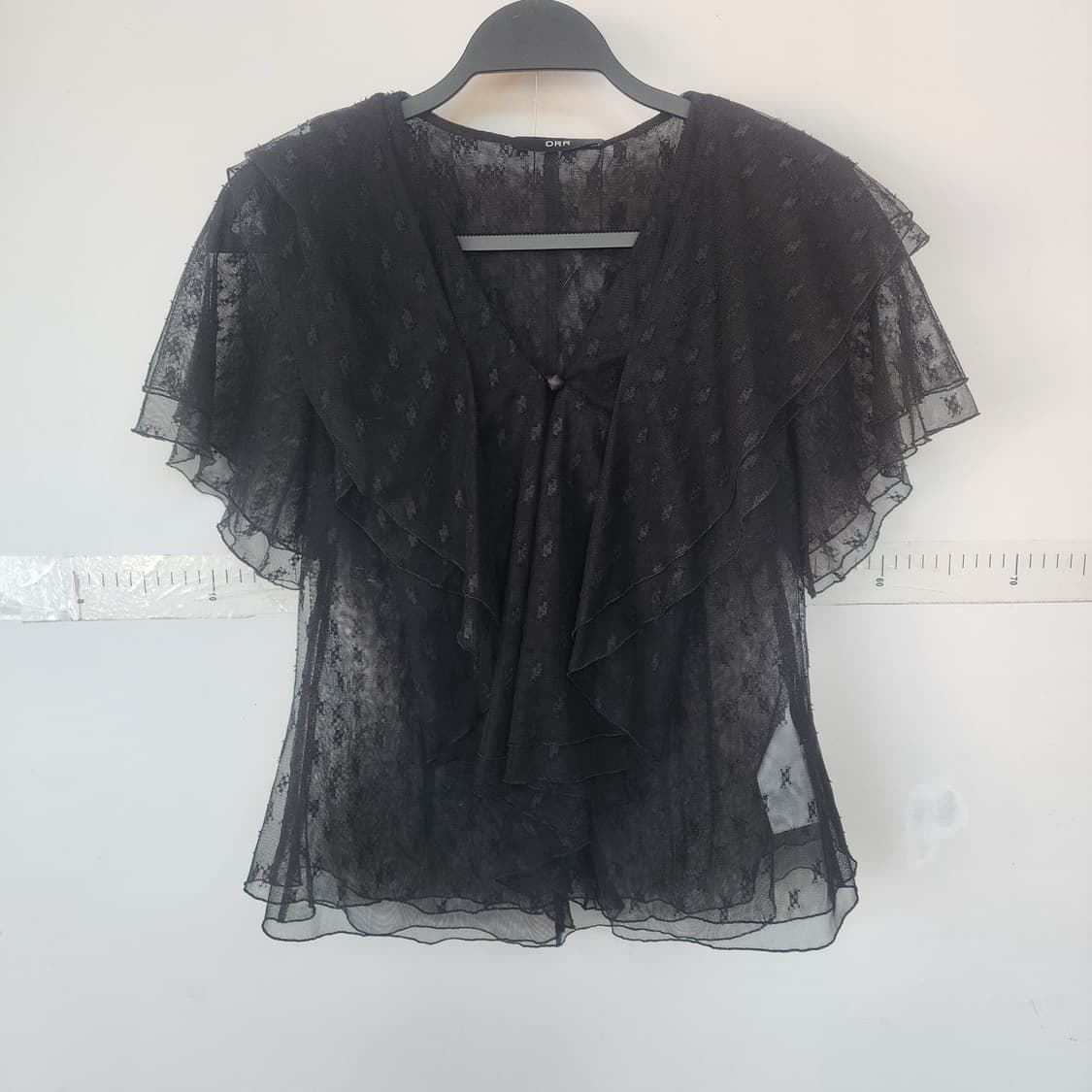 ORR 블랙 레이스 프릴 블라우스 상품이미지1