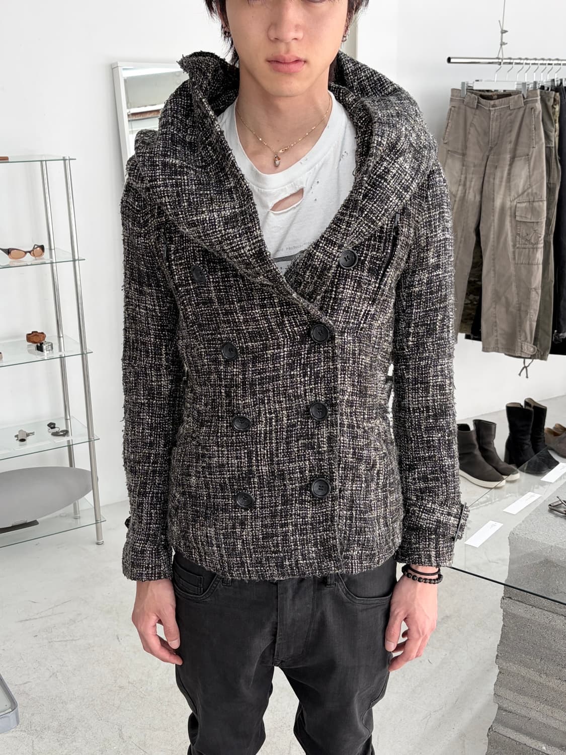 버팔로밥스 트위드 더블 후드 자켓 상품이미지1