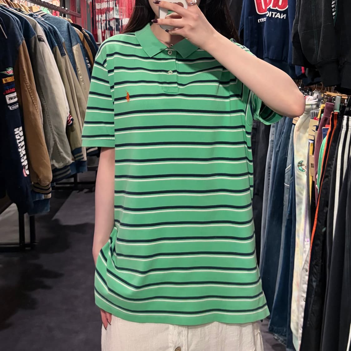 [IM] 폴로랄프로렌 스트라이프 반팔 피케 셔츠 민트 상품이미지3