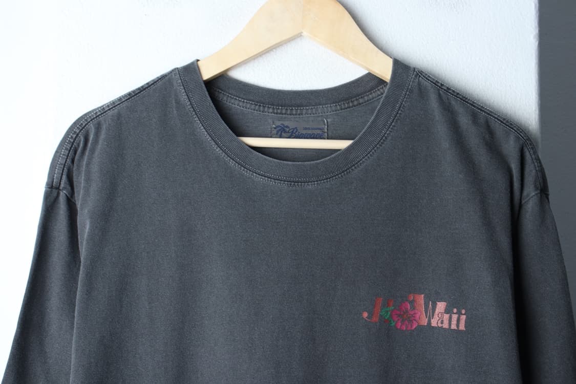 (L-2XL) 빅웨이브 반팔 티셔츠 피그먼트 하와이안 차콜-H33063 상품이미지3