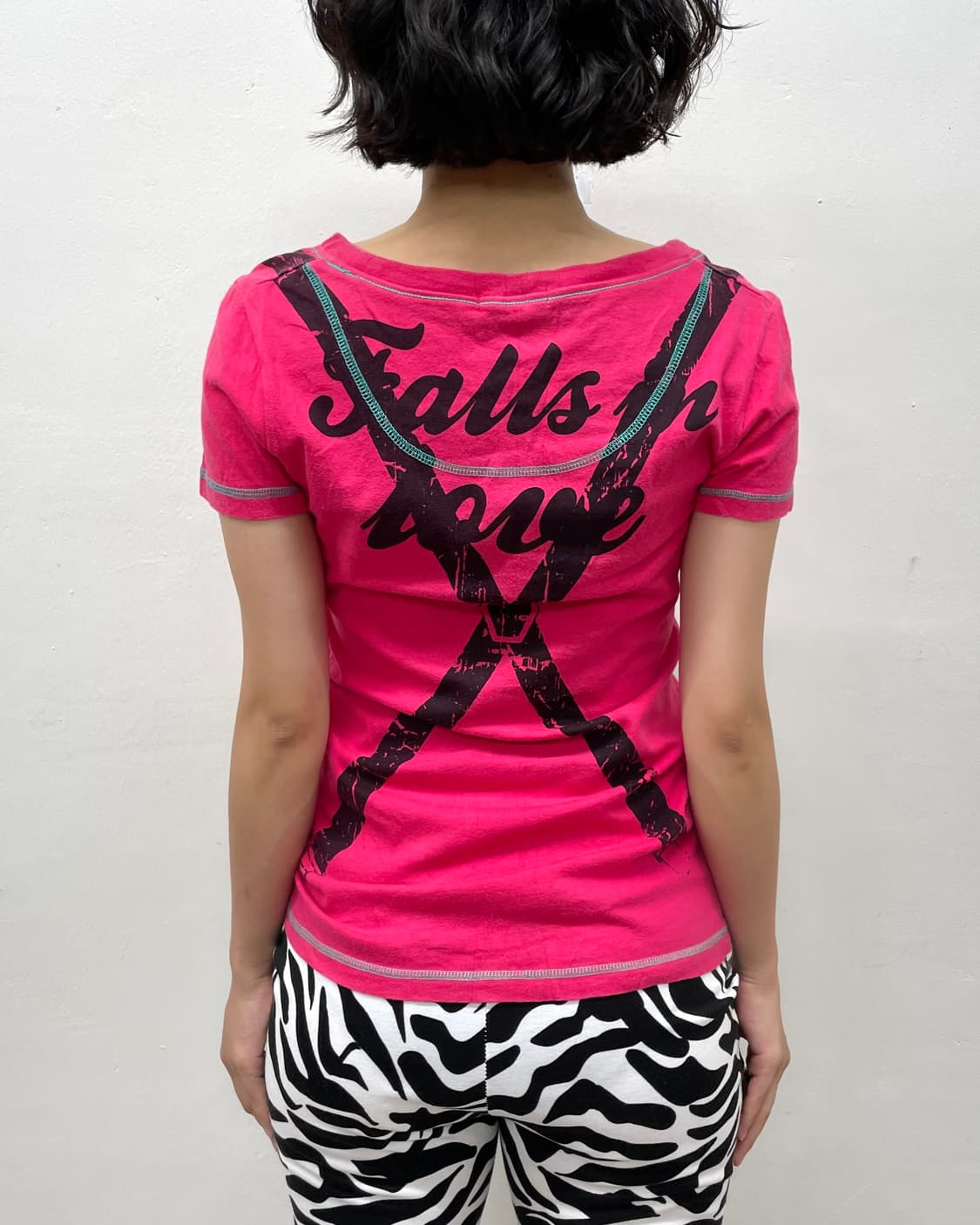 Smile Face Suspender Pink T-shirt 상품이미지5