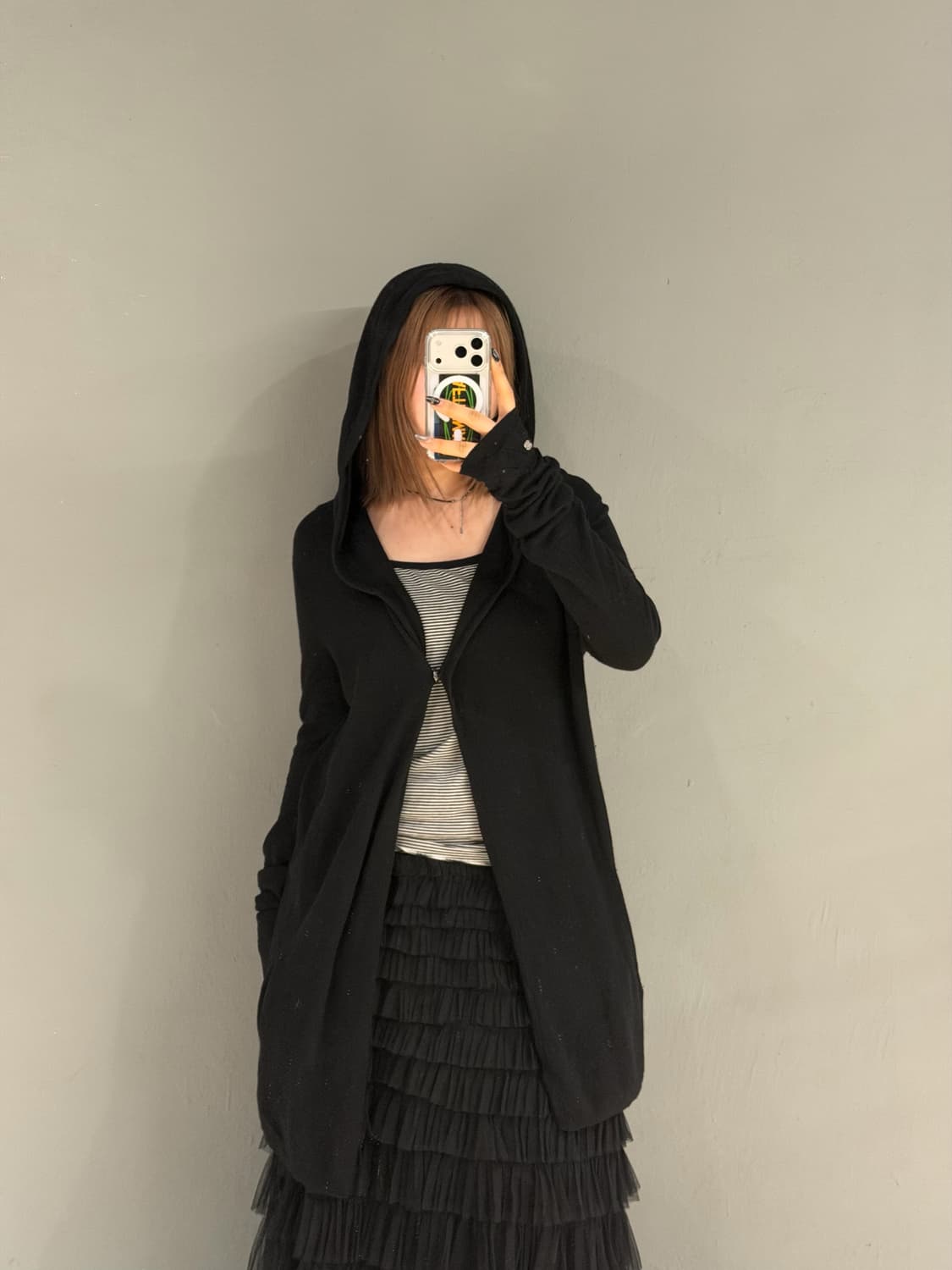 snap button hood detail cardigan 상품이미지3