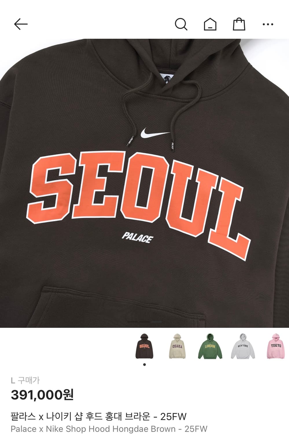 [L]팔라스 x 나이키 샵 후드 홍대 브라운 - 25FW 팔라스 후드 상품이미지2