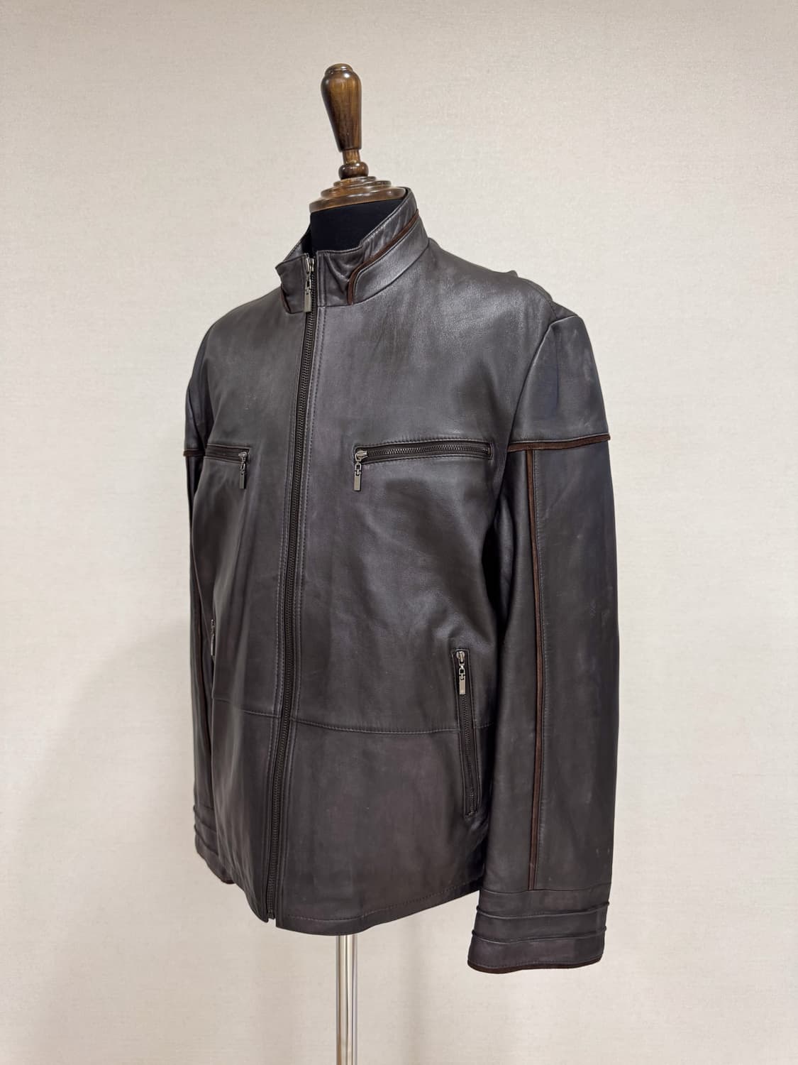 KENZIA 빈티지 레더 가죽 집업 재킷 상품이미지4