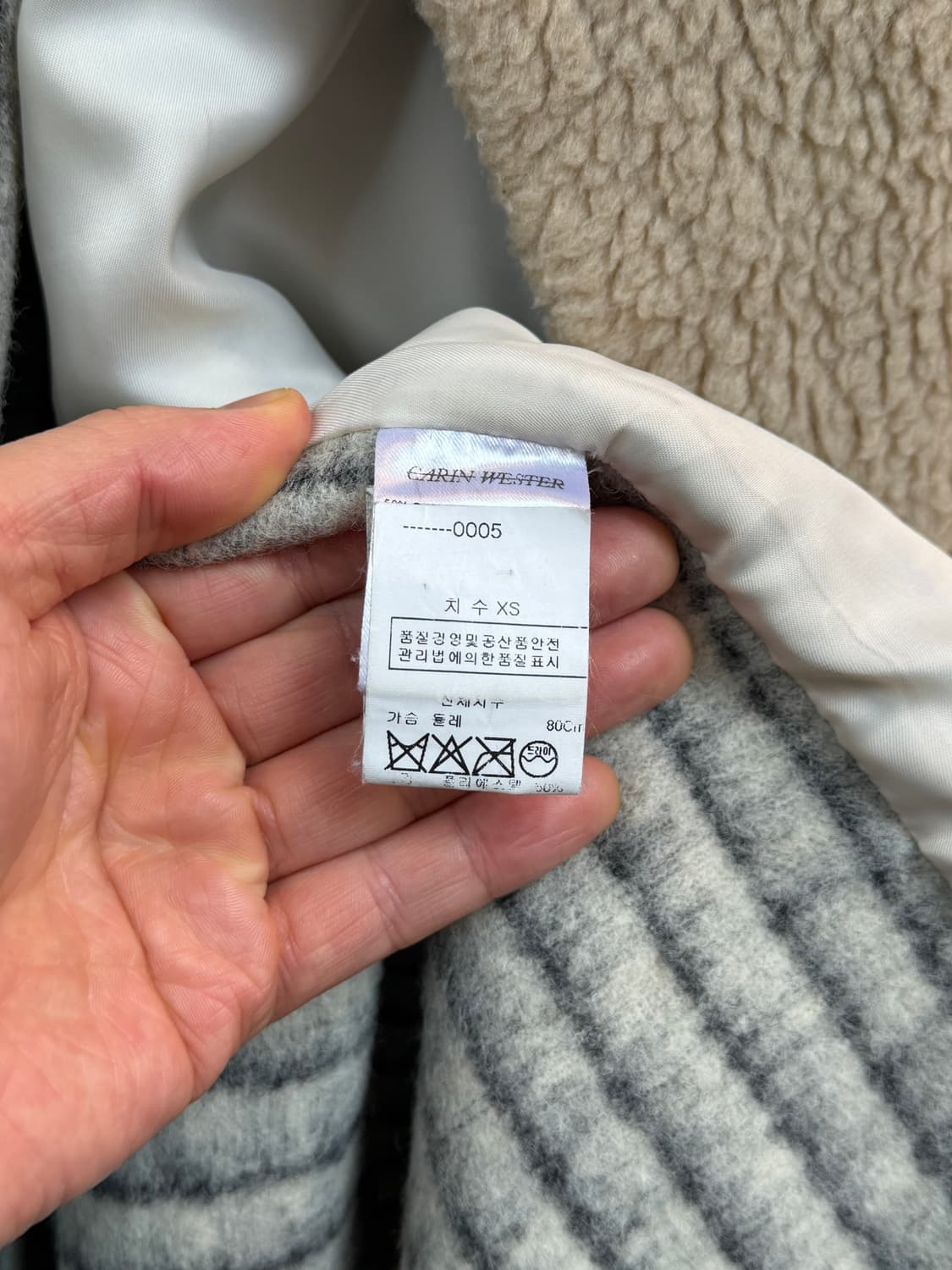 Carin wester 칼라리스 베이지 울 혼방 퍼 코트 XS 상품이미지8