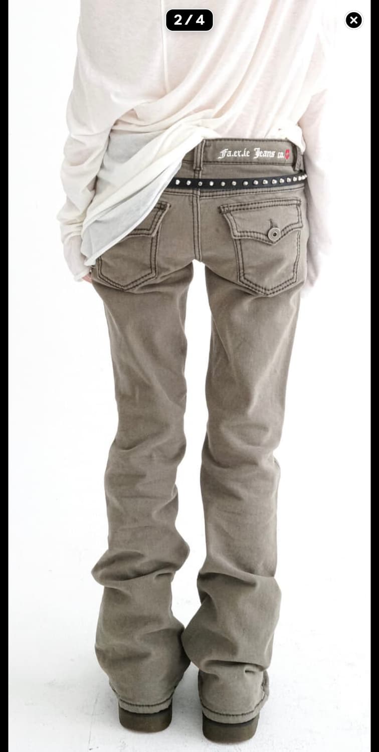 stitch low rise flare pants (khaki grey) 상품이미지2