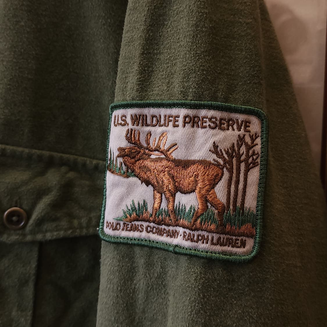 90s 폴로 밀리터리 셔츠 헤비 코튼 플란넬 셔츠 엘크자수 xl 상품이미지5