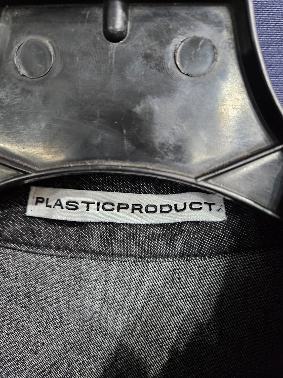 플라스틱 프로덕트 멜란지 블랙 남성 오버핏 90~95 데님 긴팔셔츠  상품이미지3