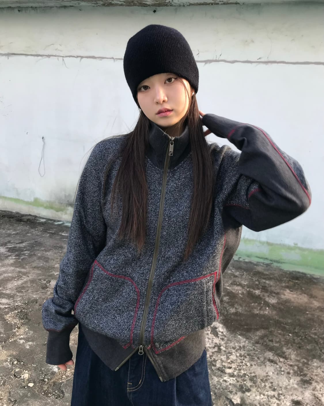 레드 스티치 투웨이 집업 상품이미지1