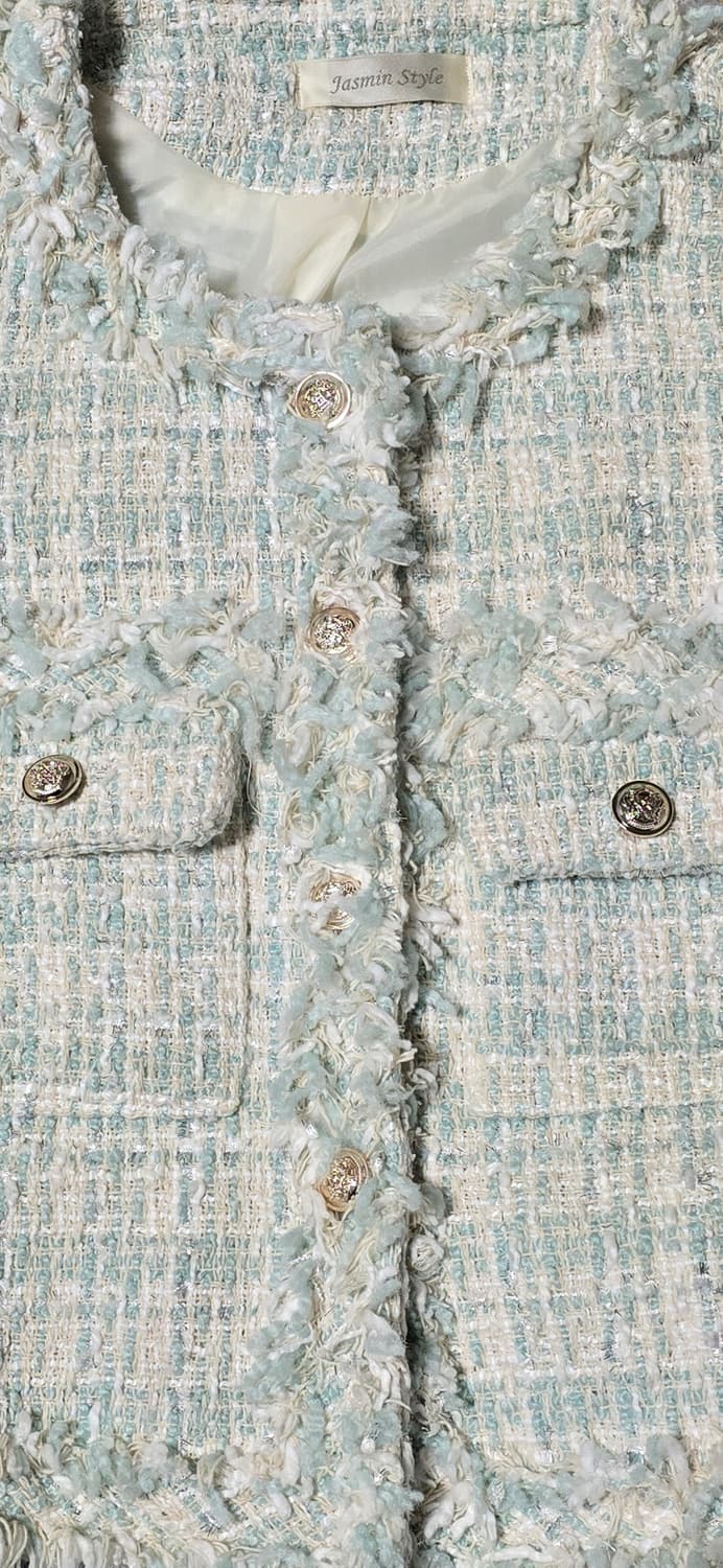 하늘색 트위드 크롭 자켓 55 상품이미지4