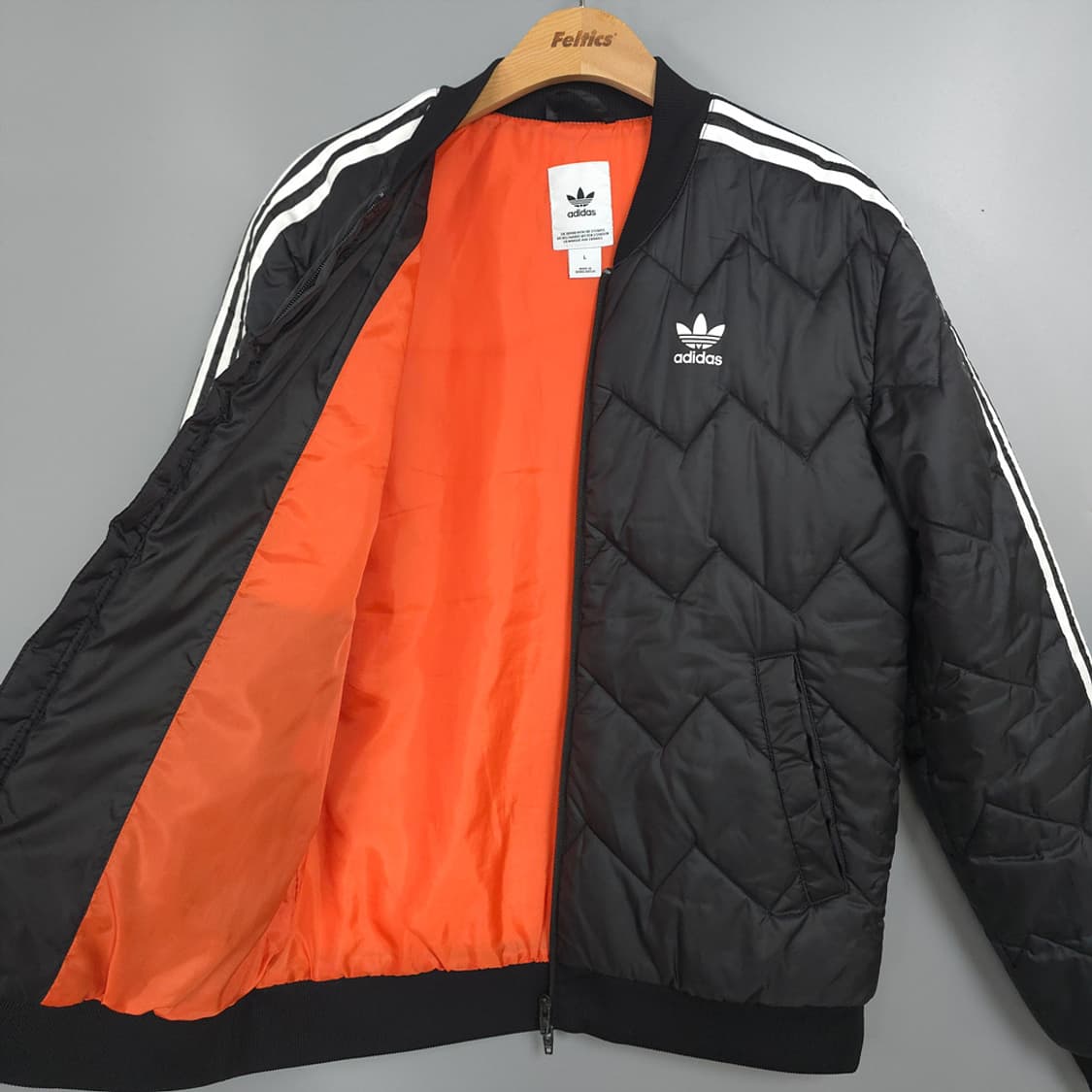남성용 아디다스 Adidas 오리지널스 SST 퀼팅 봄버 자켓 블랙 L 상품이미지4
