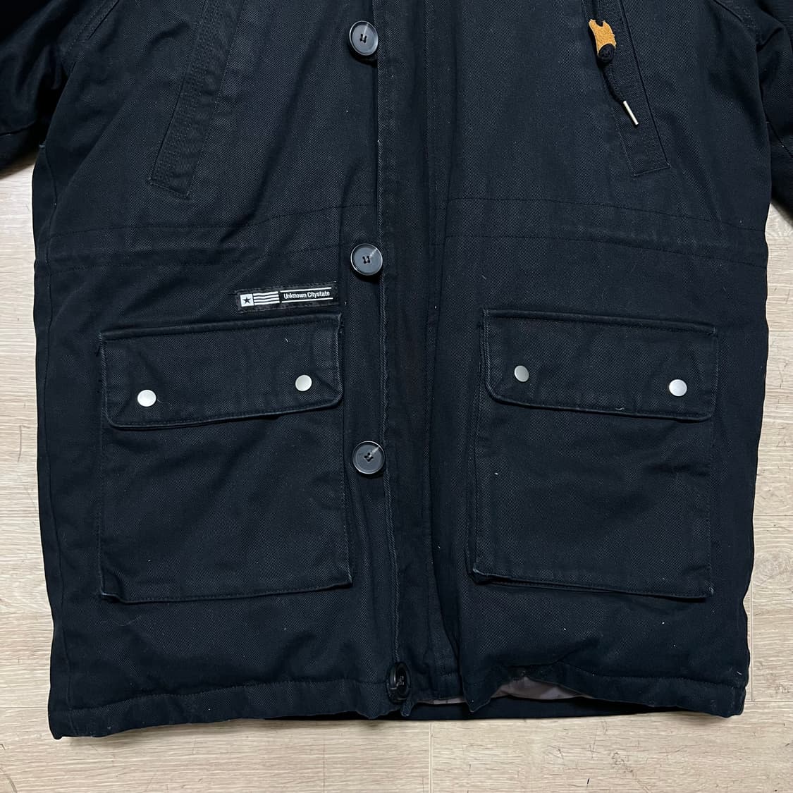 앱놀머씽 퍼후드 야상패딩 점퍼 [블랙] XL/105 상품이미지3