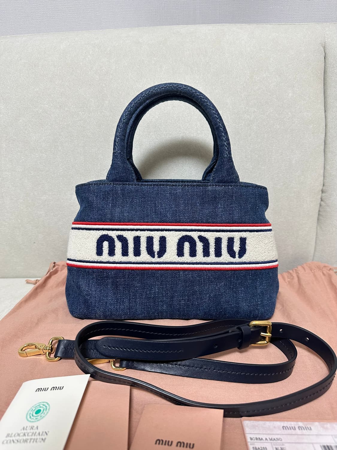 [SA급 정품] 미우미우 캔버스 데님 크로스백 상품이미지2